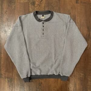Vintage Russel Athletic Crewneck Mens Large Grey Made In USA Metal Buttons